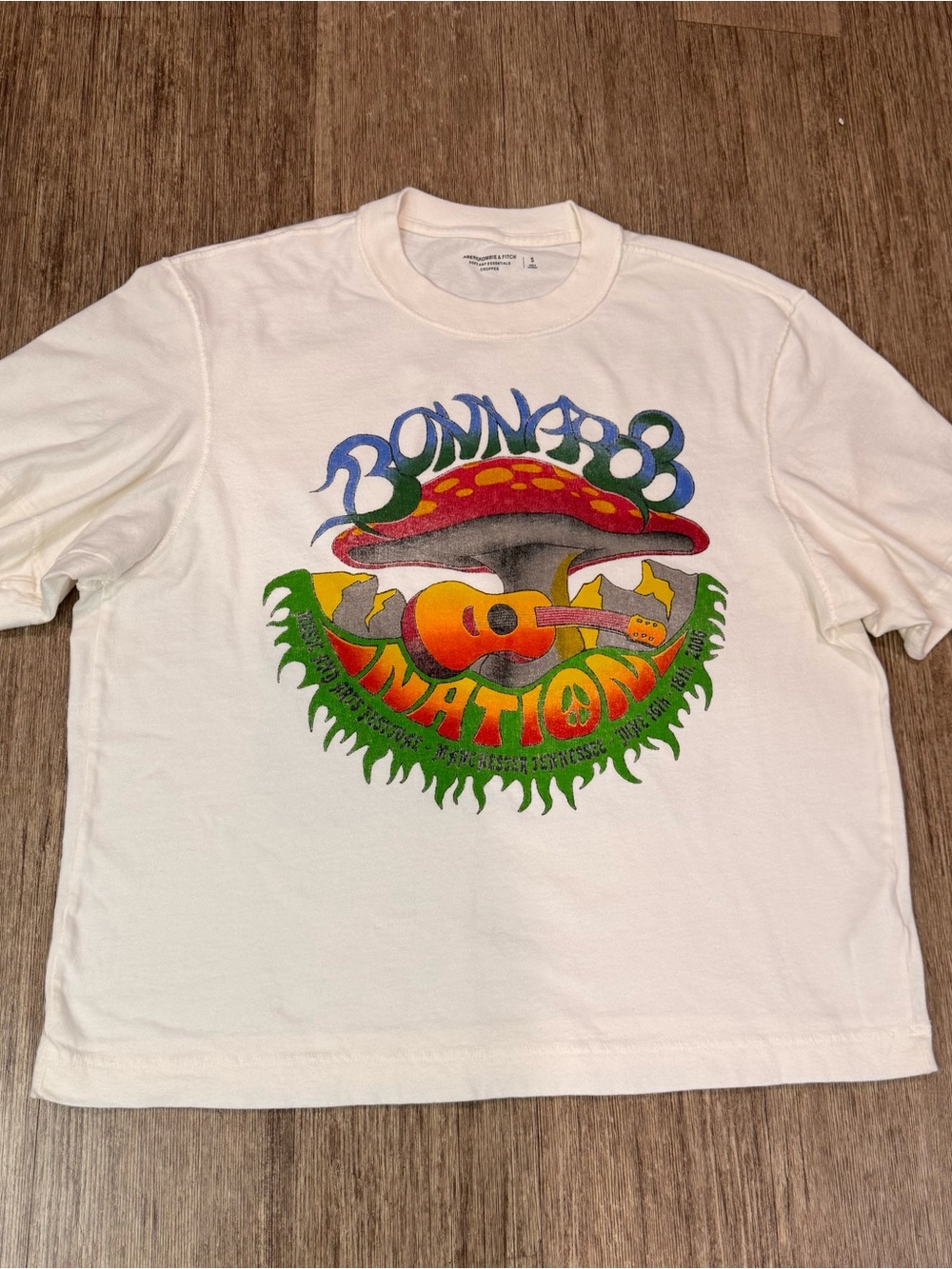 Abercrombie & Fitch Unisex Crop Bonnaroo T-Shirt Short Sleeve Tee